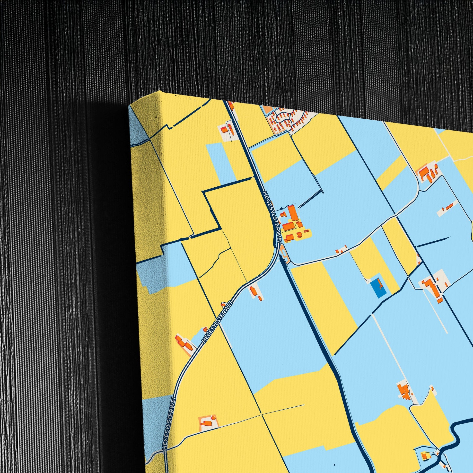 Waadhoeke Netherlands Colorful City Map Canvas Print Detail