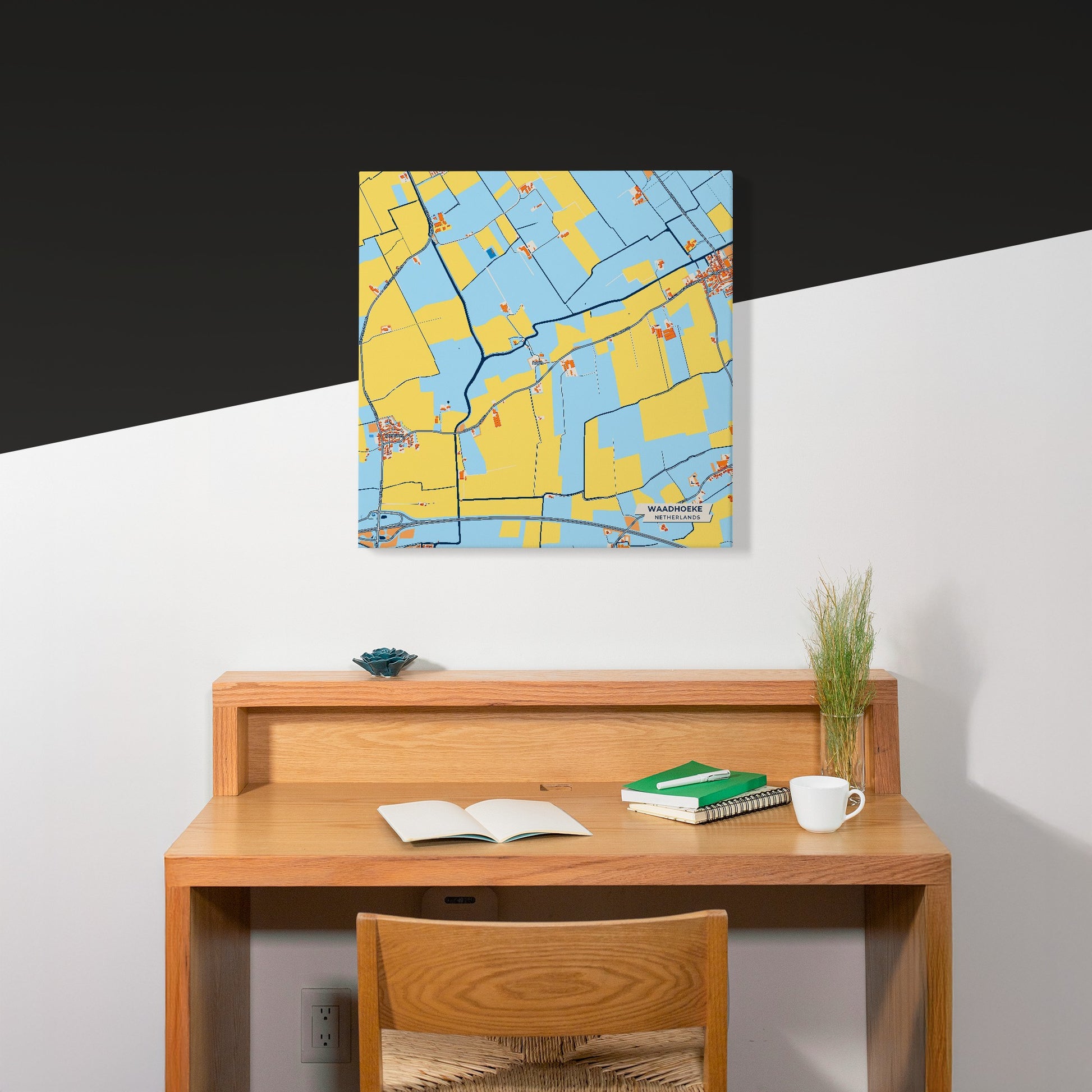 Waadhoeke Netherlands Colorful City Map Canvas Print Scene