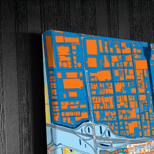 Waalwijk Netherlands Colorful City Map Canvas Print Detail