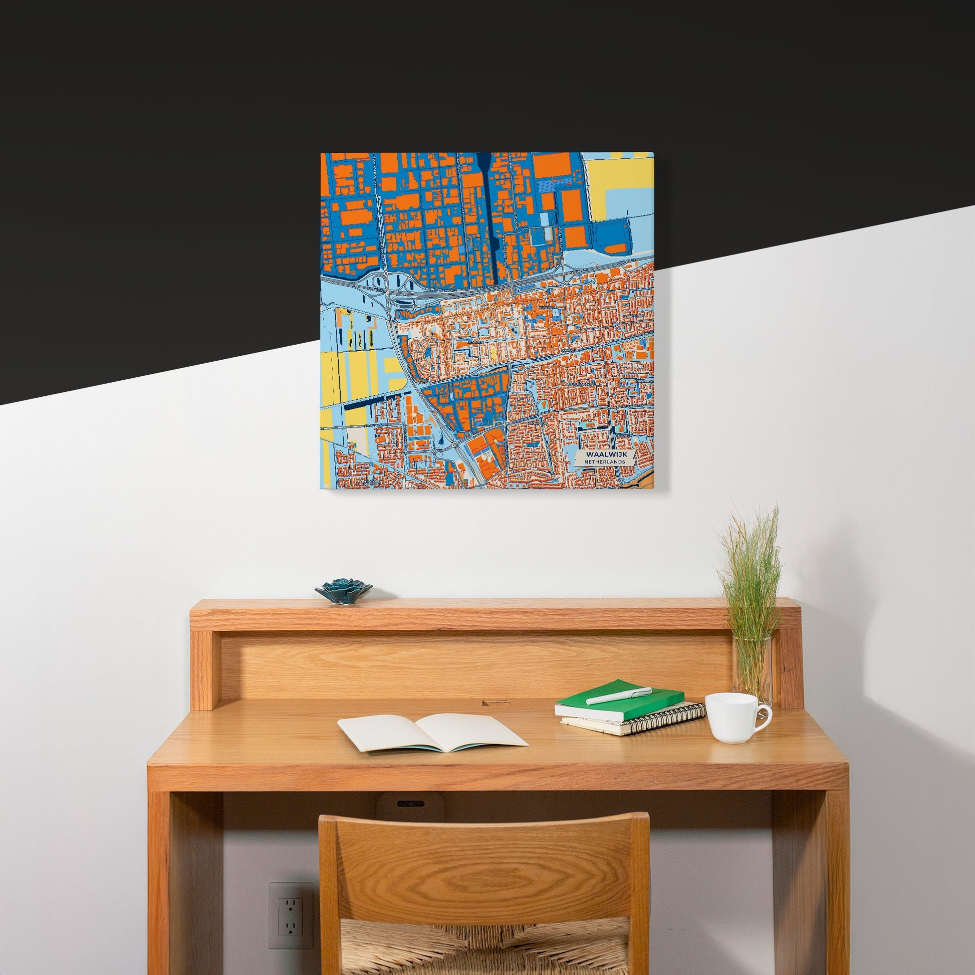 Waalwijk Netherlands Colorful City Map Canvas Print Scene