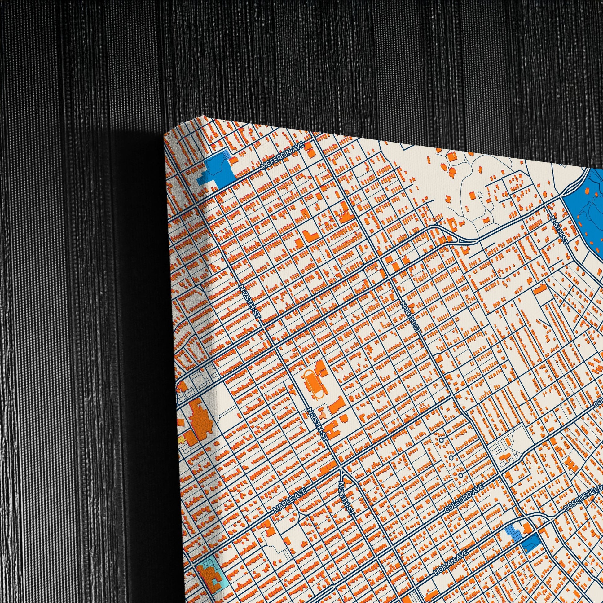 Waco Texas Colorful City Map Canvas Print Detail