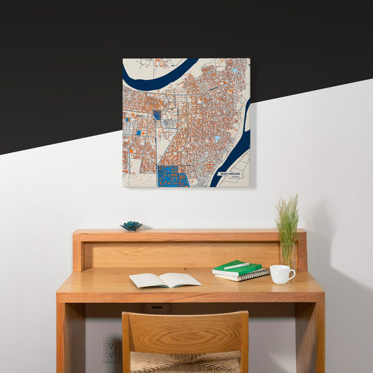 Wad Medani Sudan Colorful City Map Canvas Print Scene
