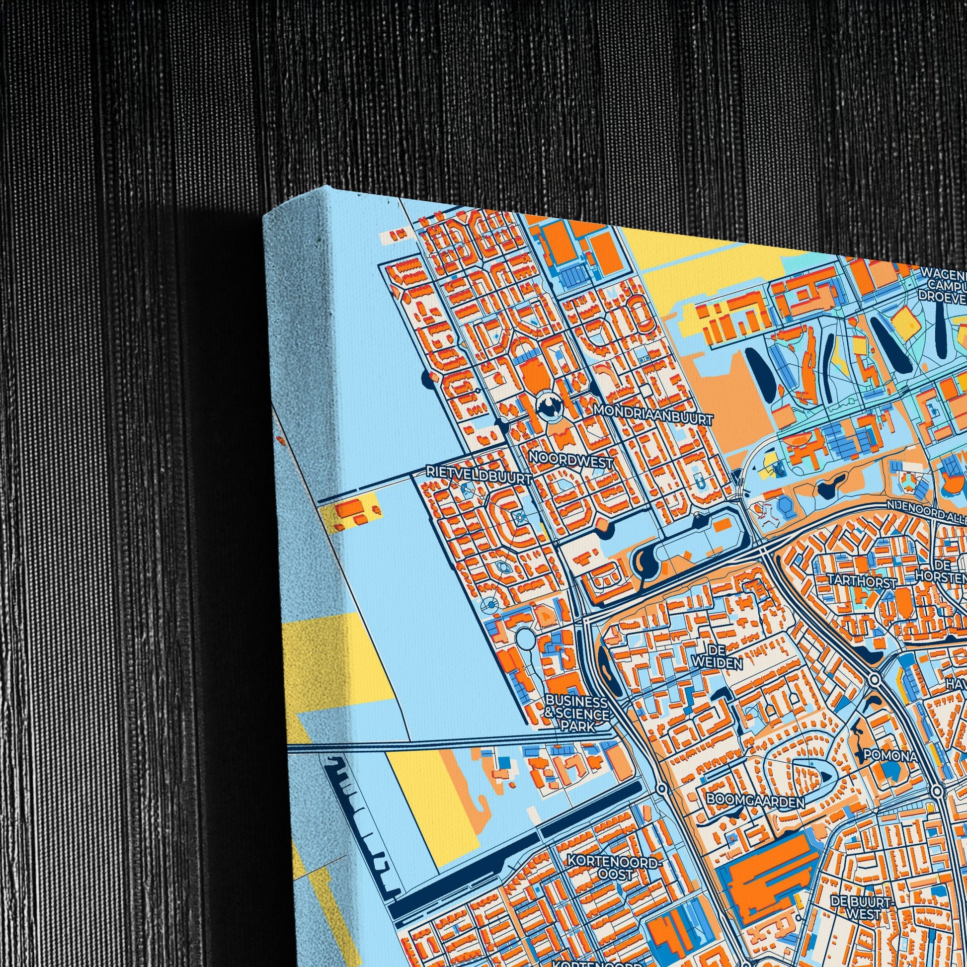 Wageningen Netherlands Colorful City Map Canvas Print Detail