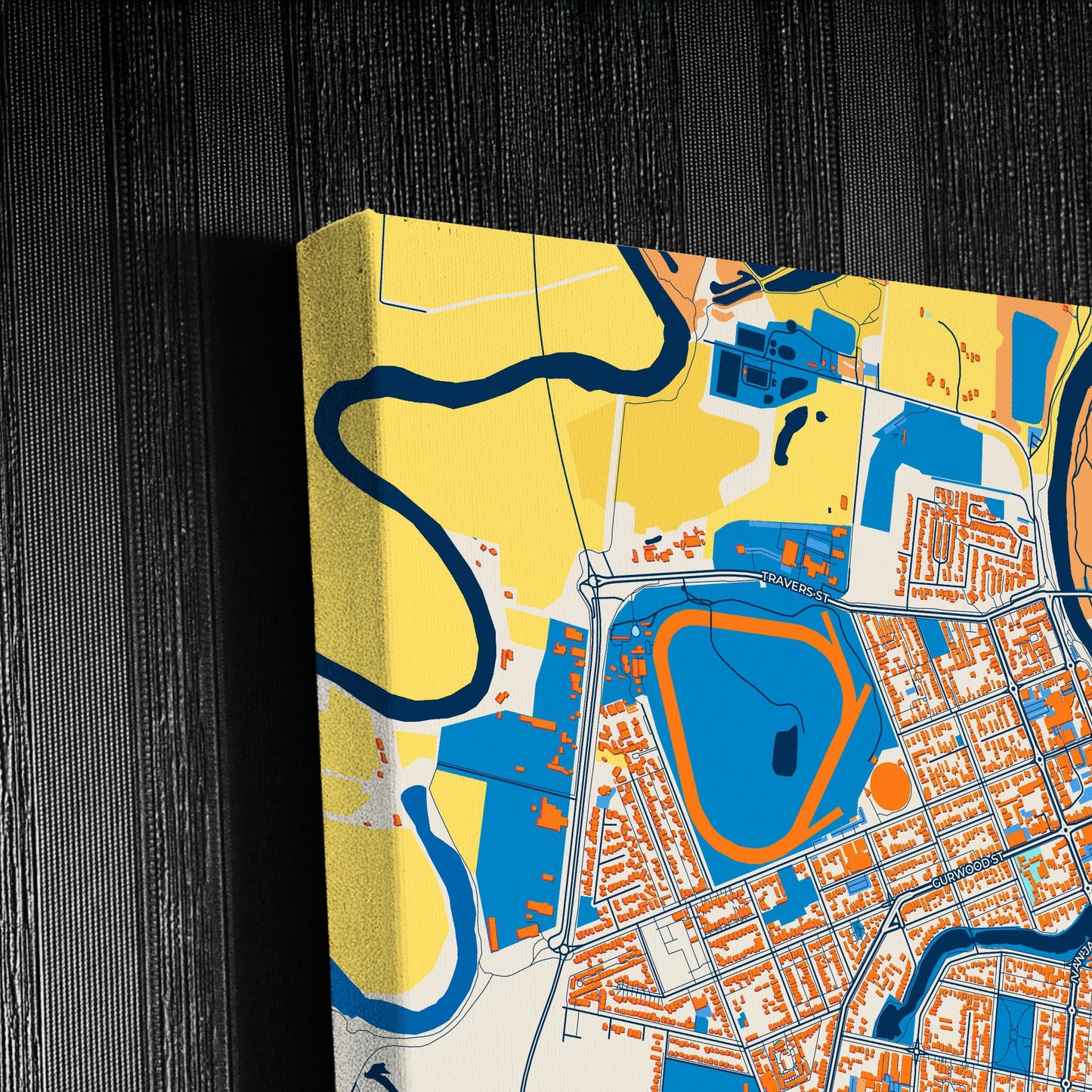 Wagga Wagga Australia Colorful City Map Canvas Print Detail