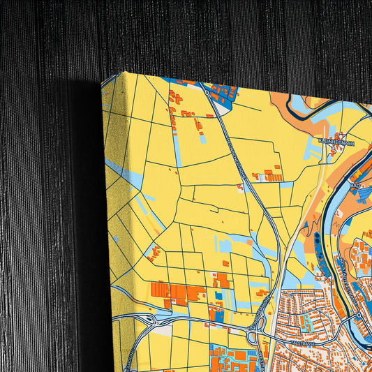 Waiblingen Germany Colorful City Map Canvas Print Detail