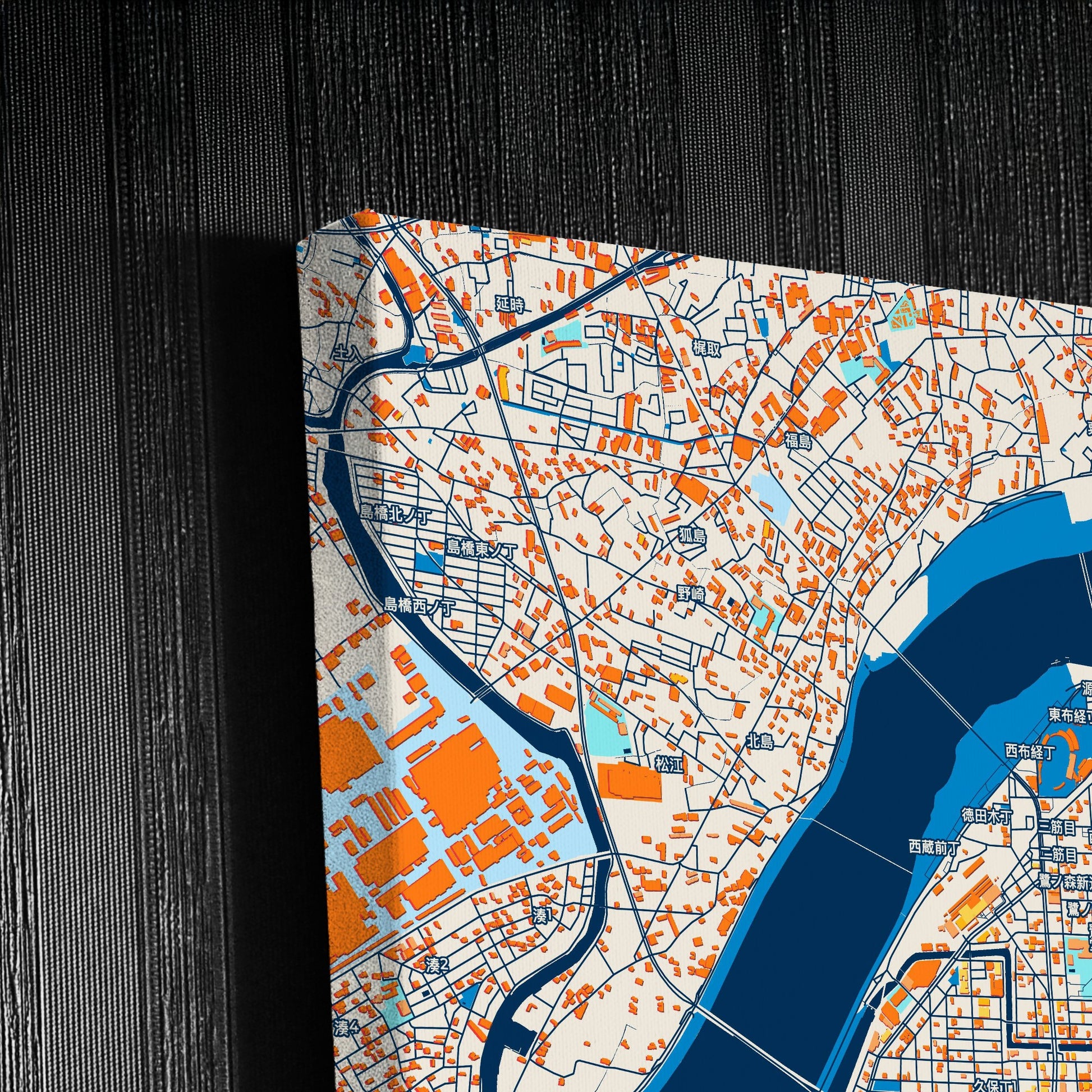 Wakayama Japan Colorful City Map Canvas Print Detail