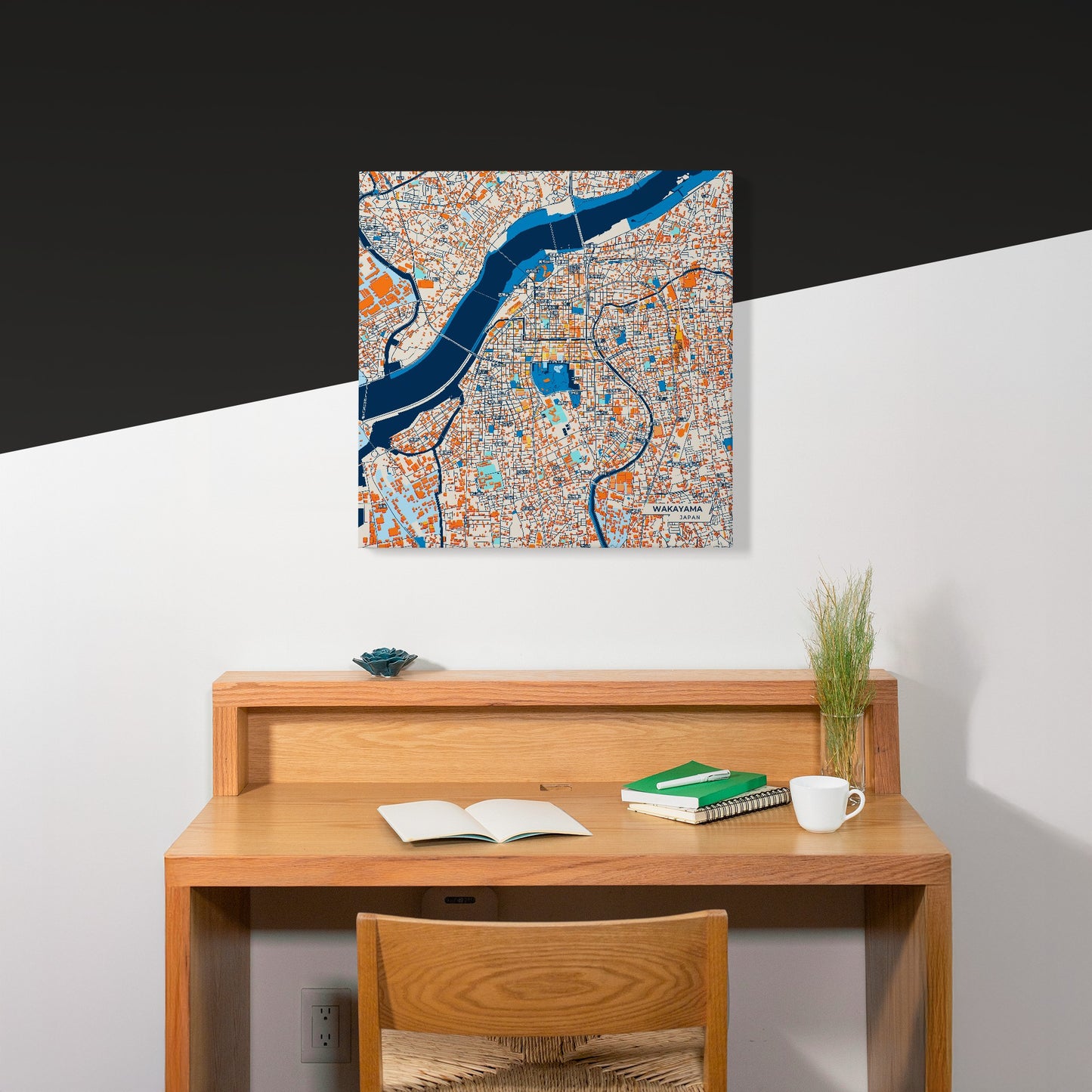 Wakayama Japan Colorful City Map Canvas Print Scene