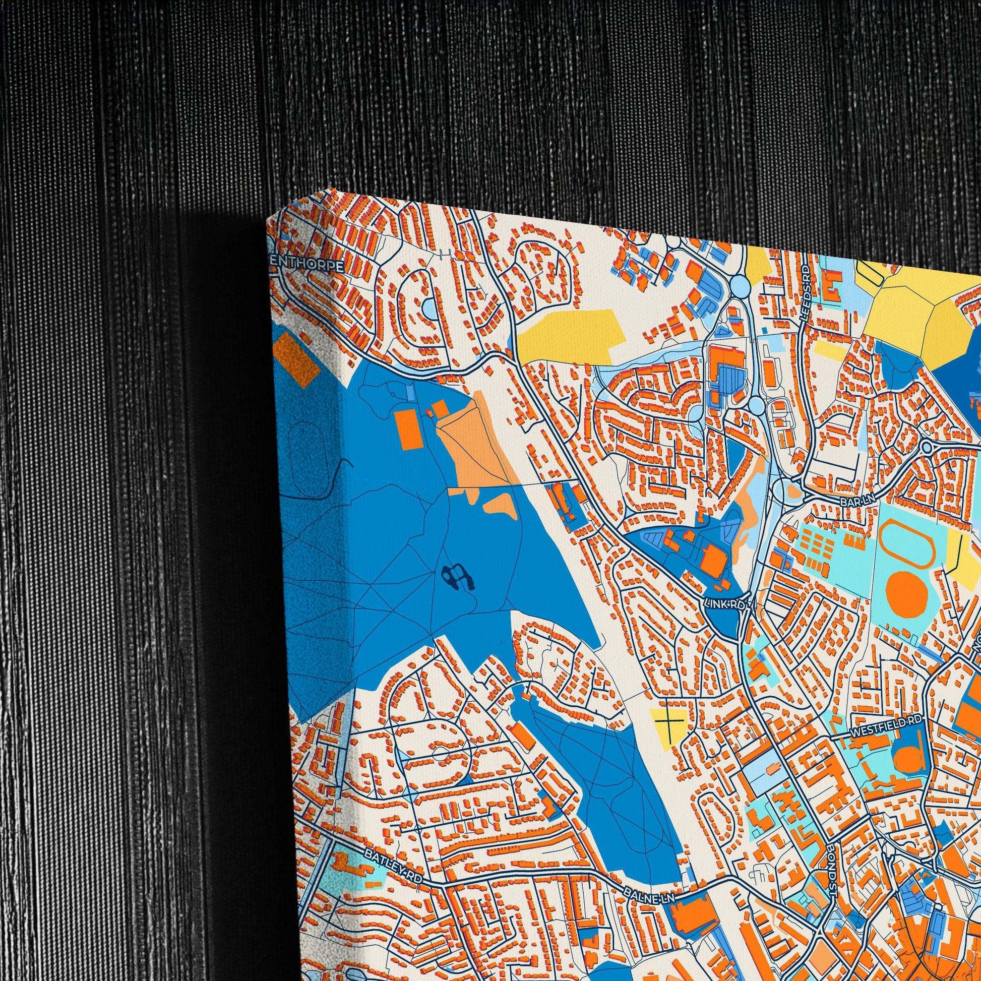 Wakefield England Colorful City Map Canvas Print Detail