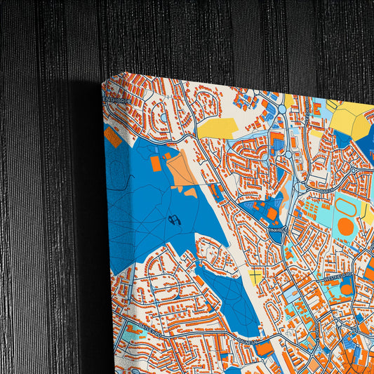 Wakefield England Colorful City Map Canvas Print Detail