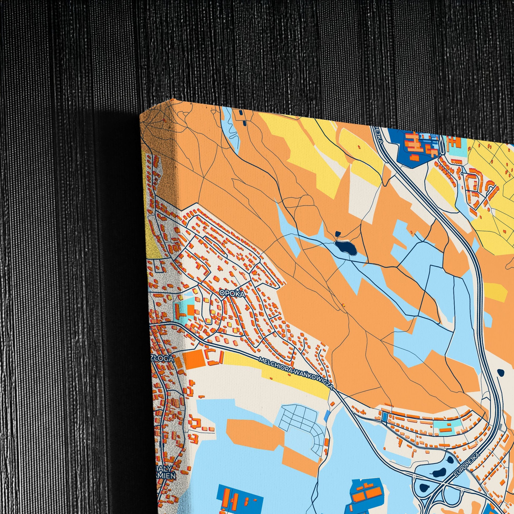 Wałbrzych Poland Colorful City Map Canvas Print Detail