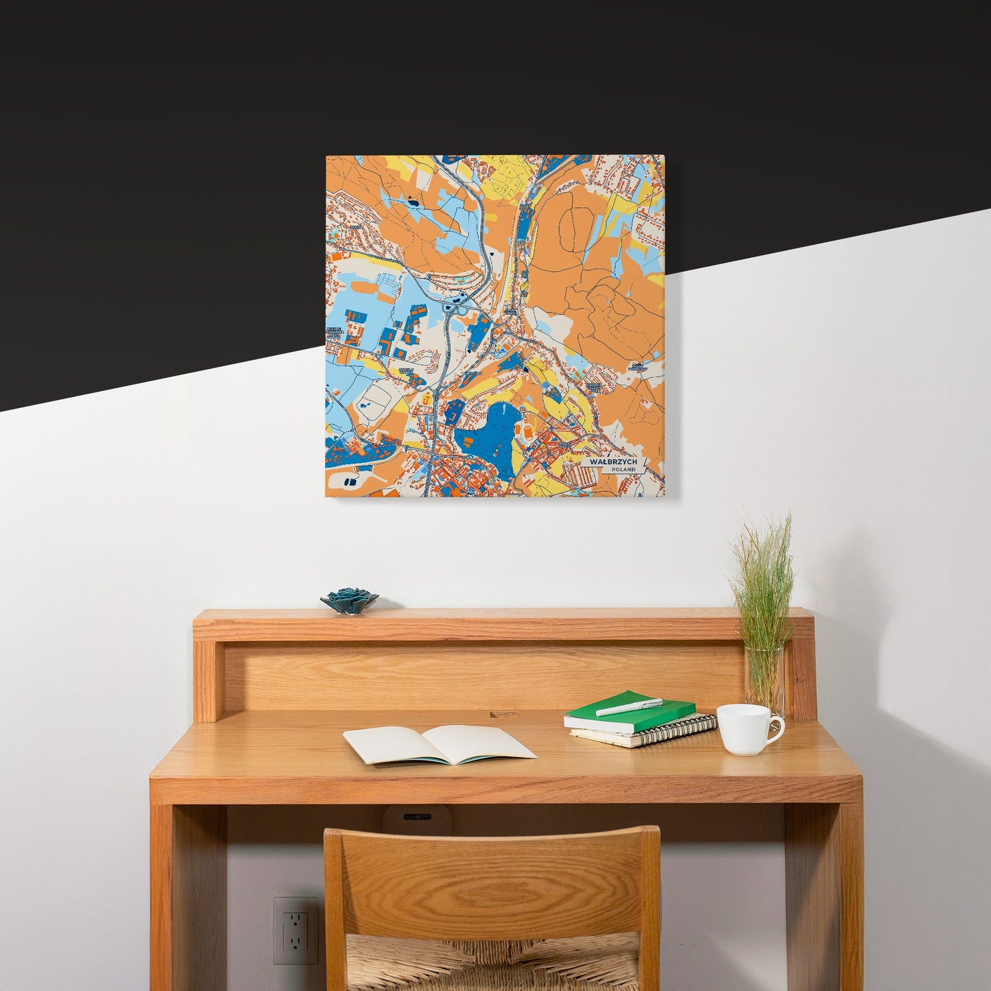 Wałbrzych Poland Colorful City Map Canvas Print Scene