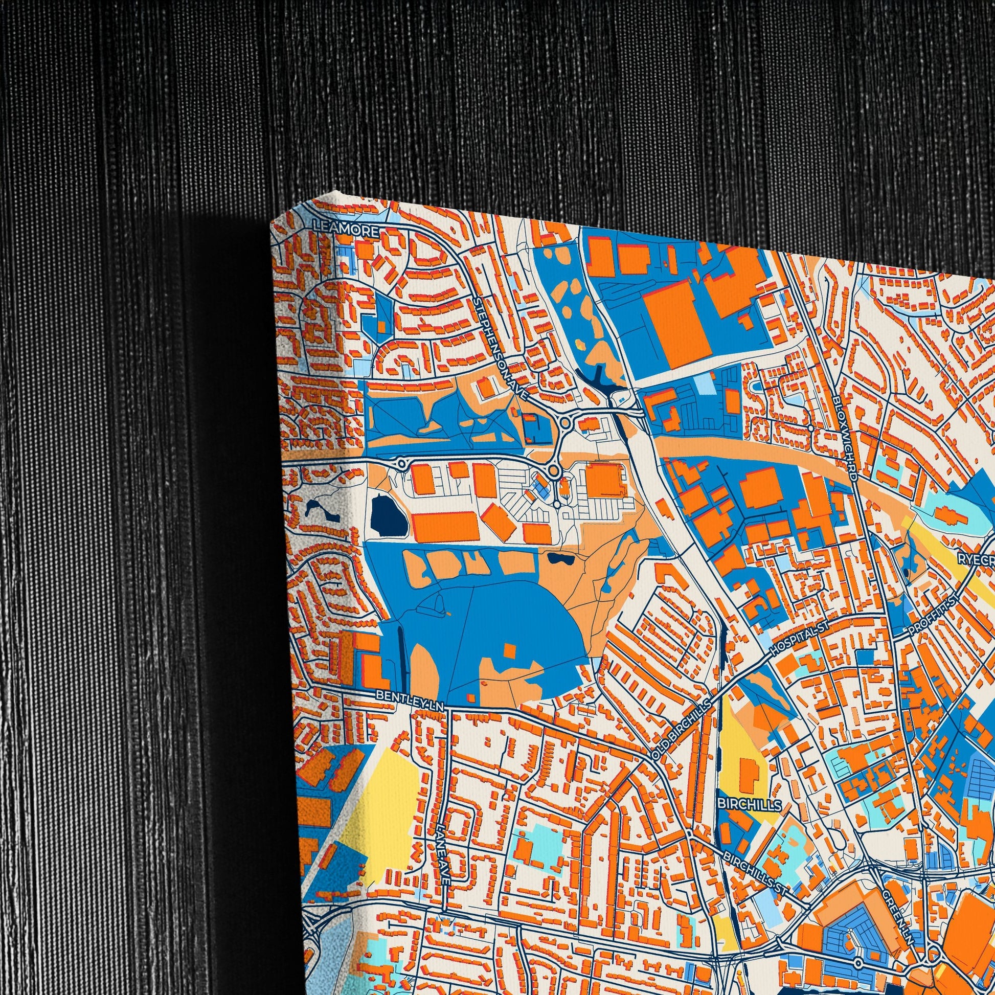 Walsall England Colorful City Map Canvas Print Detail