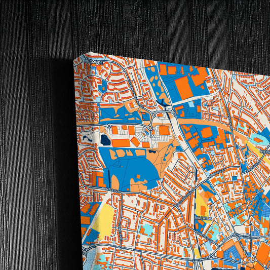 Walsall England Colorful City Map Canvas Print Detail