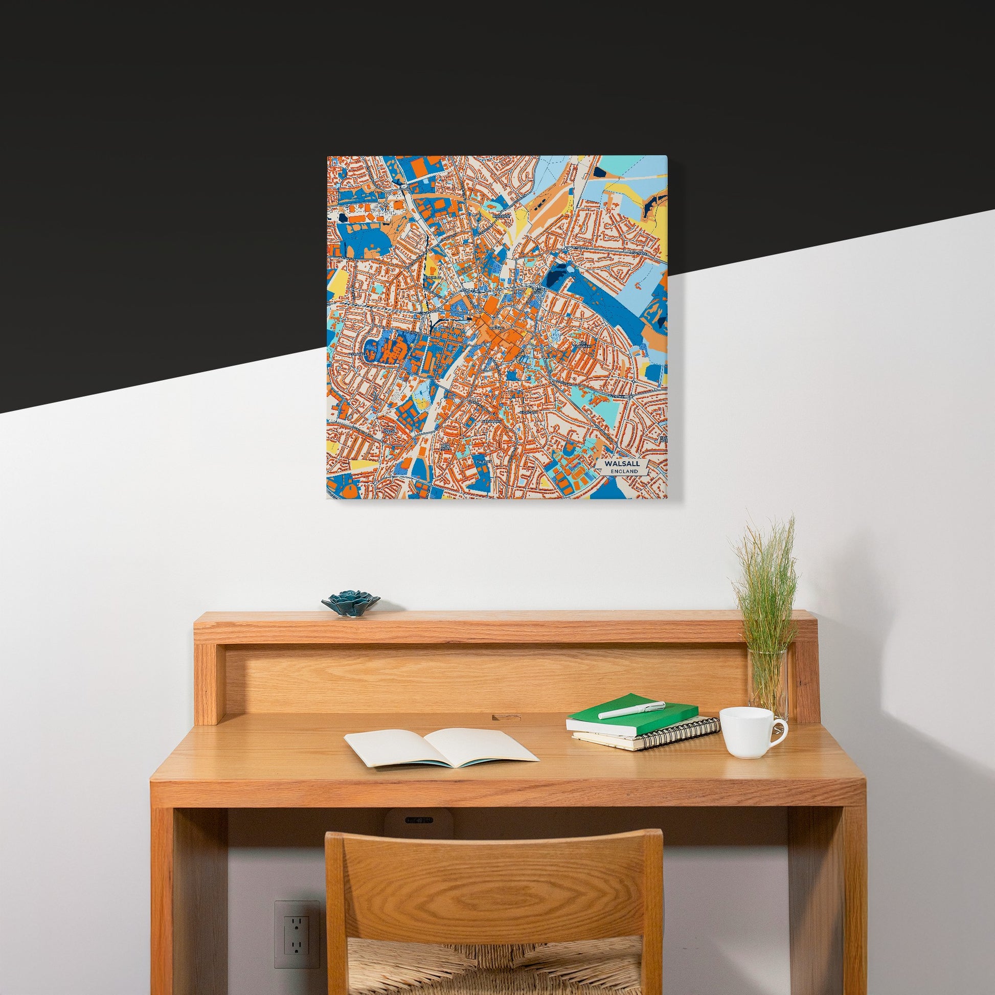 Walsall England Colorful City Map Canvas Print Scene