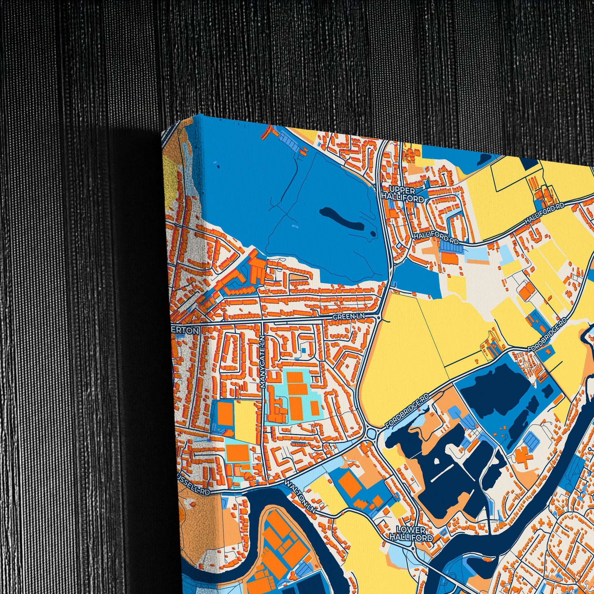 Walton-On-Thames England Colorful City Map Canvas Print Detail