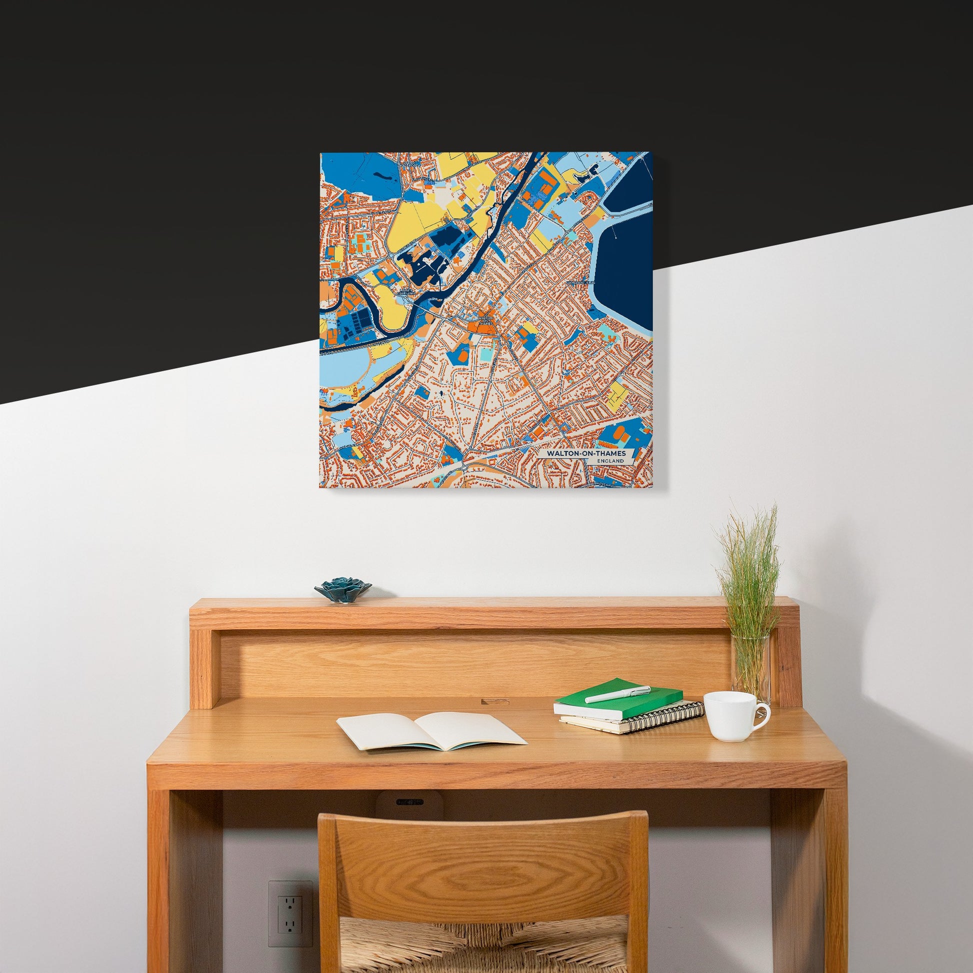 Walton-On-Thames England Colorful City Map Canvas Print Scene