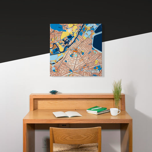 Walton-On-Thames England Colorful City Map Canvas Print Scene