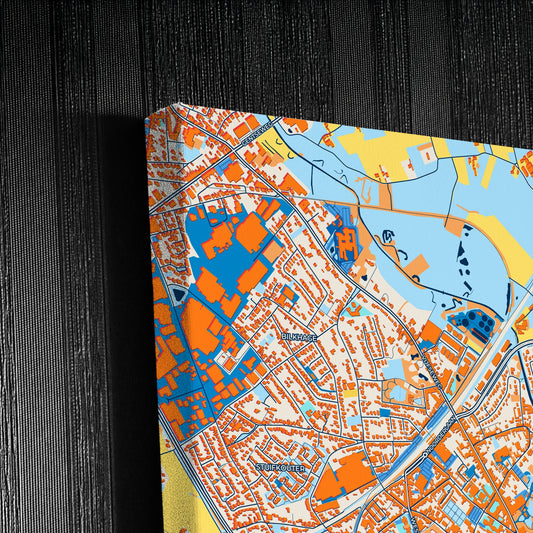 Waregem Belgium Colorful City Map Canvas Print Detail