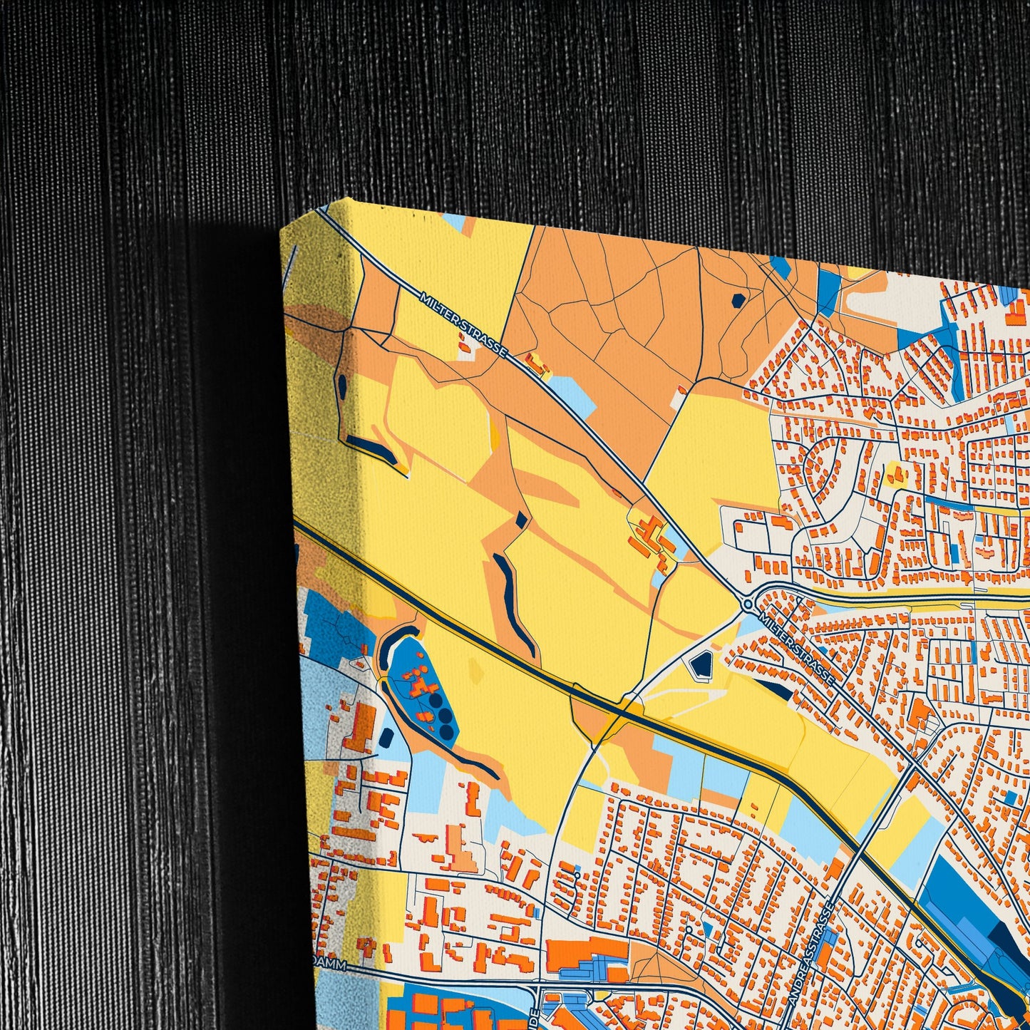Warendorf Germany Colorful City Map Canvas Print Detail