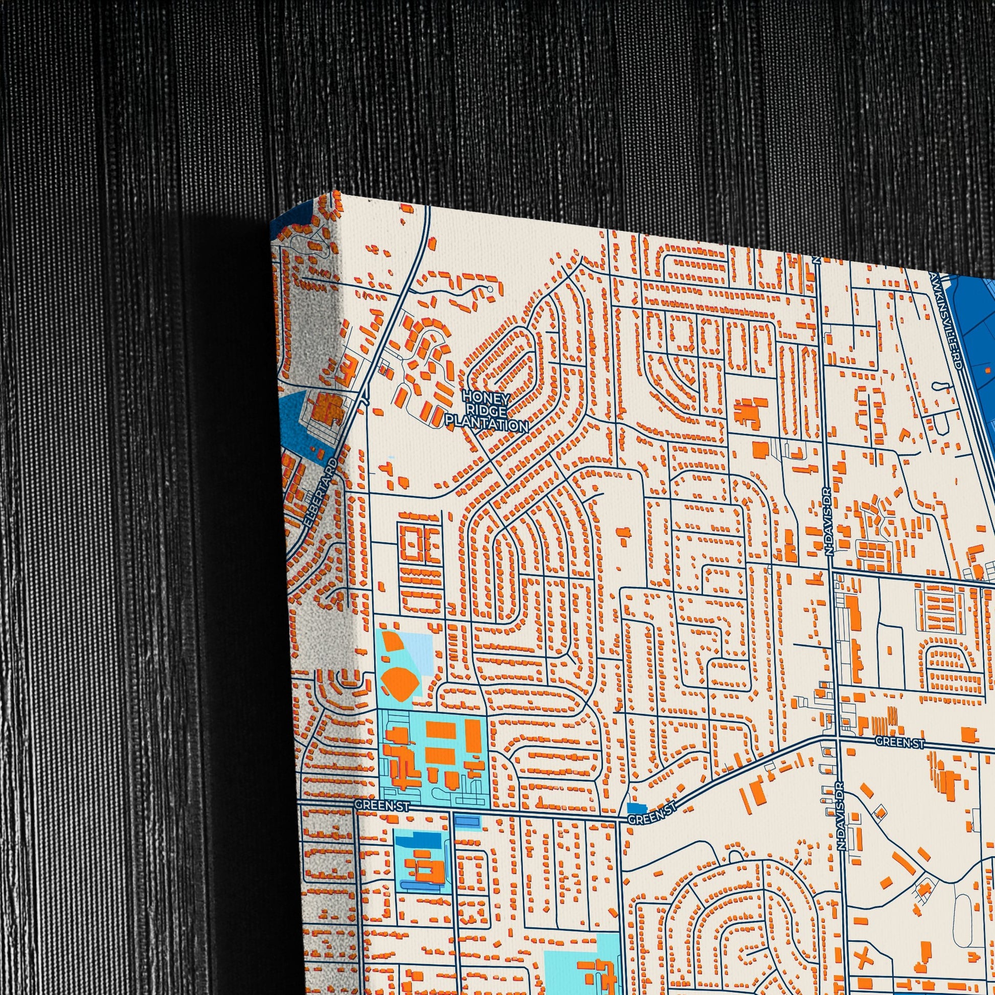 Warner Robins Georgia Colorful City Map Canvas Print Detail