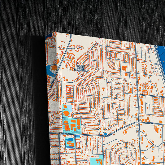 Warner Robins Georgia Colorful City Map Canvas Print Detail