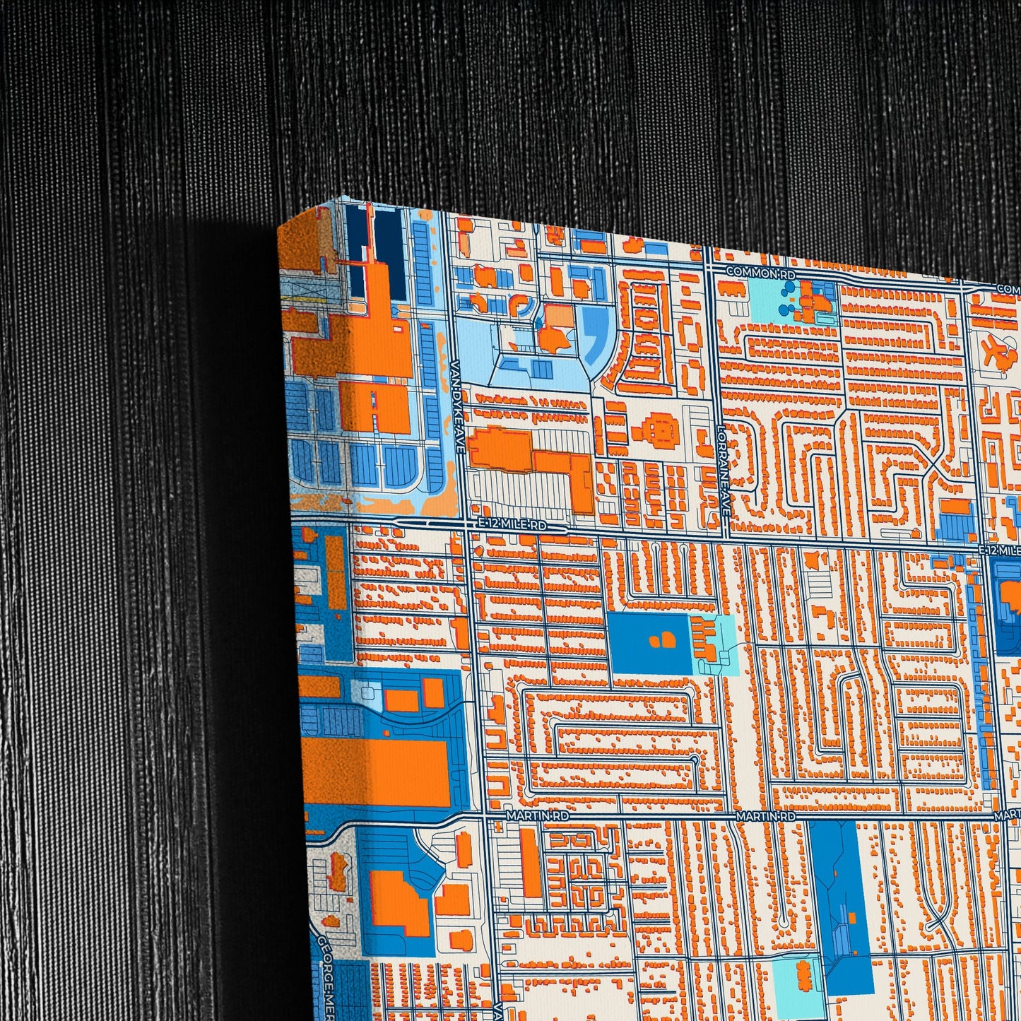 Warren Michigan Colorful City Map Canvas Print Detail