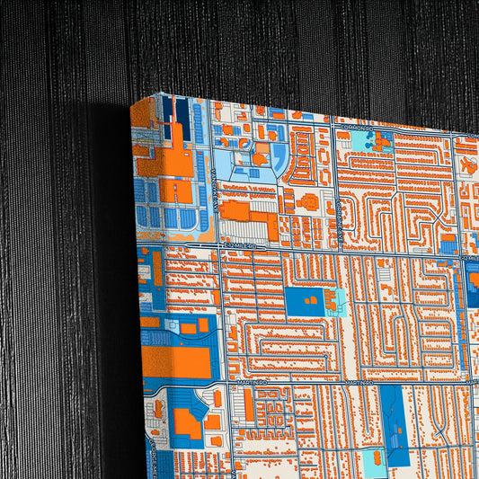 Warren Michigan Colorful City Map Canvas Print Detail