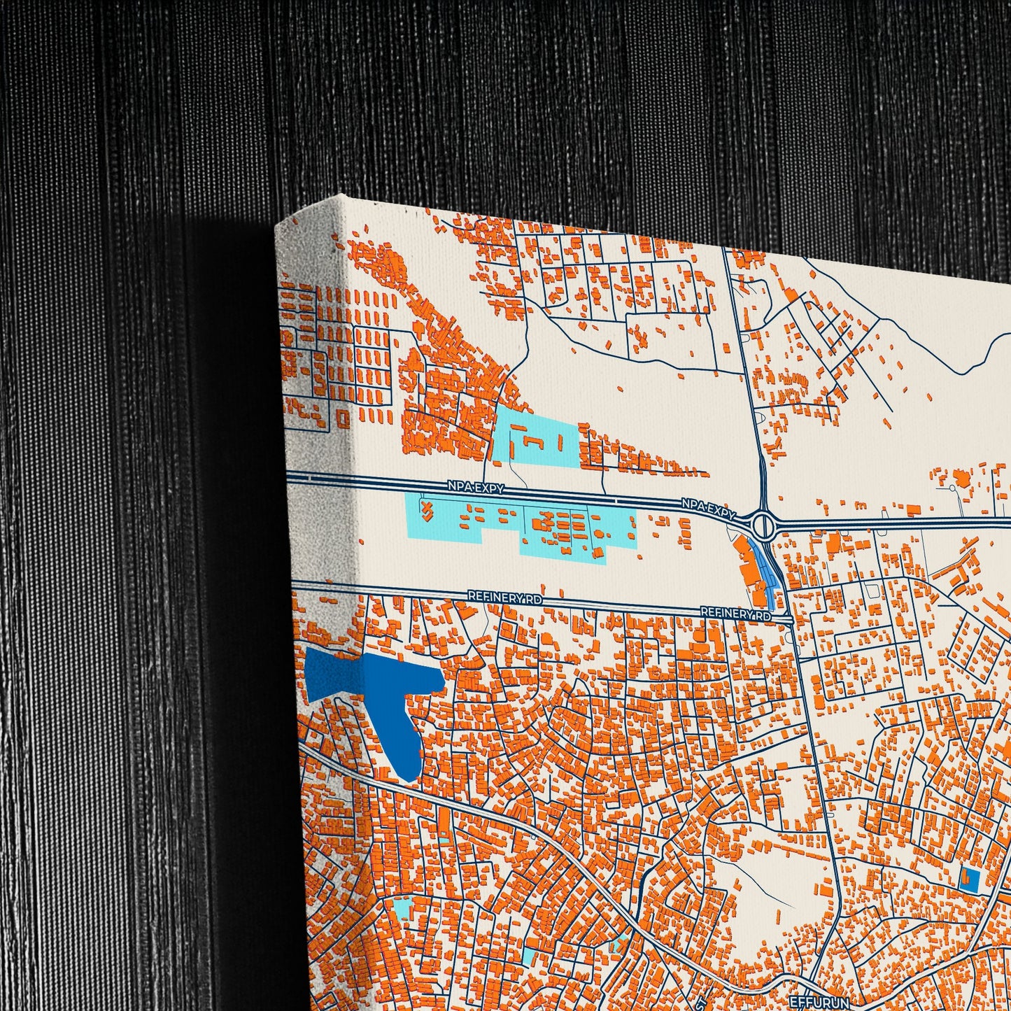 Warri Nigeria Colorful City Map Canvas Print Detail