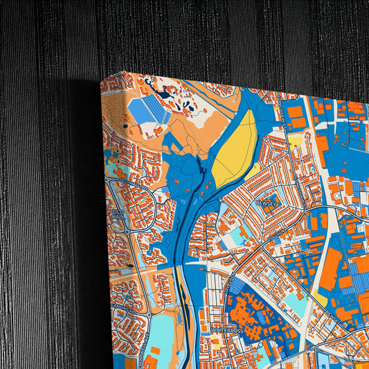 Warrington England Colorful City Map Canvas Print Detail
