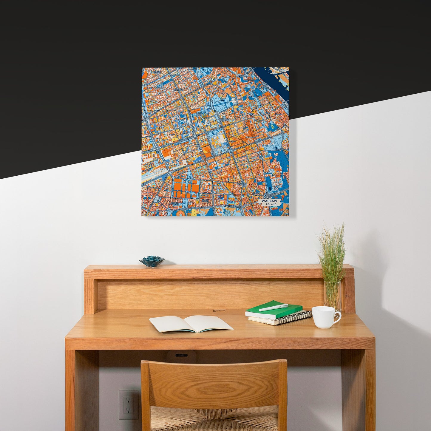 Warszawa Poland Colorful City Map Canvas Print Scene