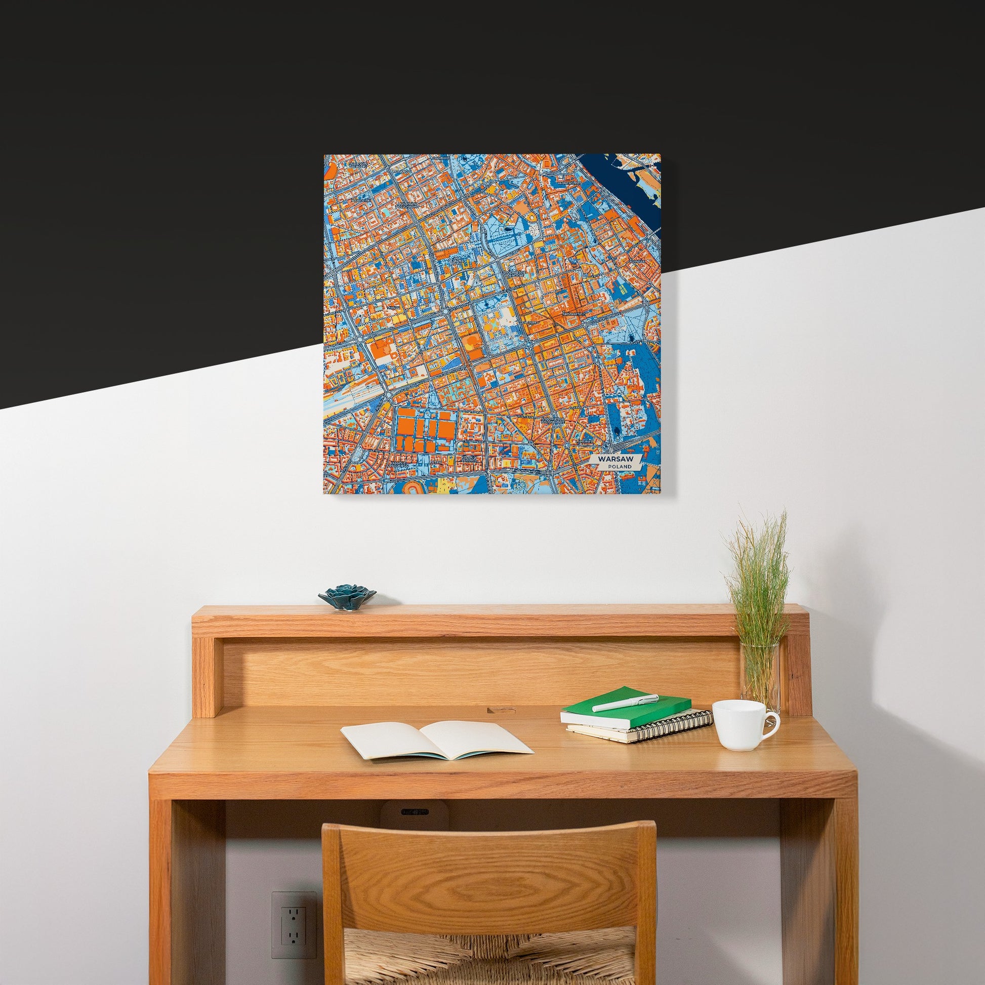Warszawa Poland Colorful City Map Canvas Print Scene