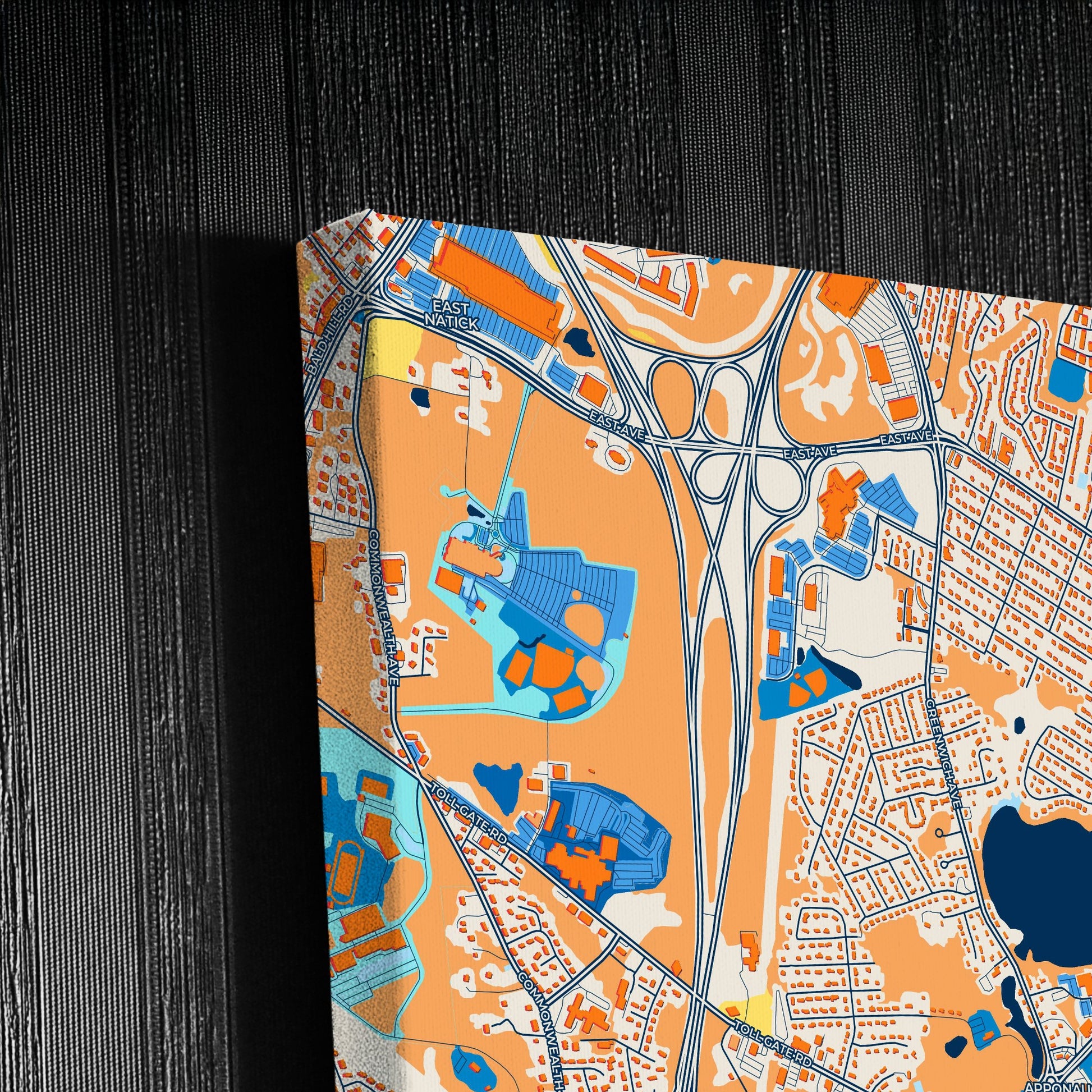 Warwick Rhode Island Colorful City Map Canvas Print Detail