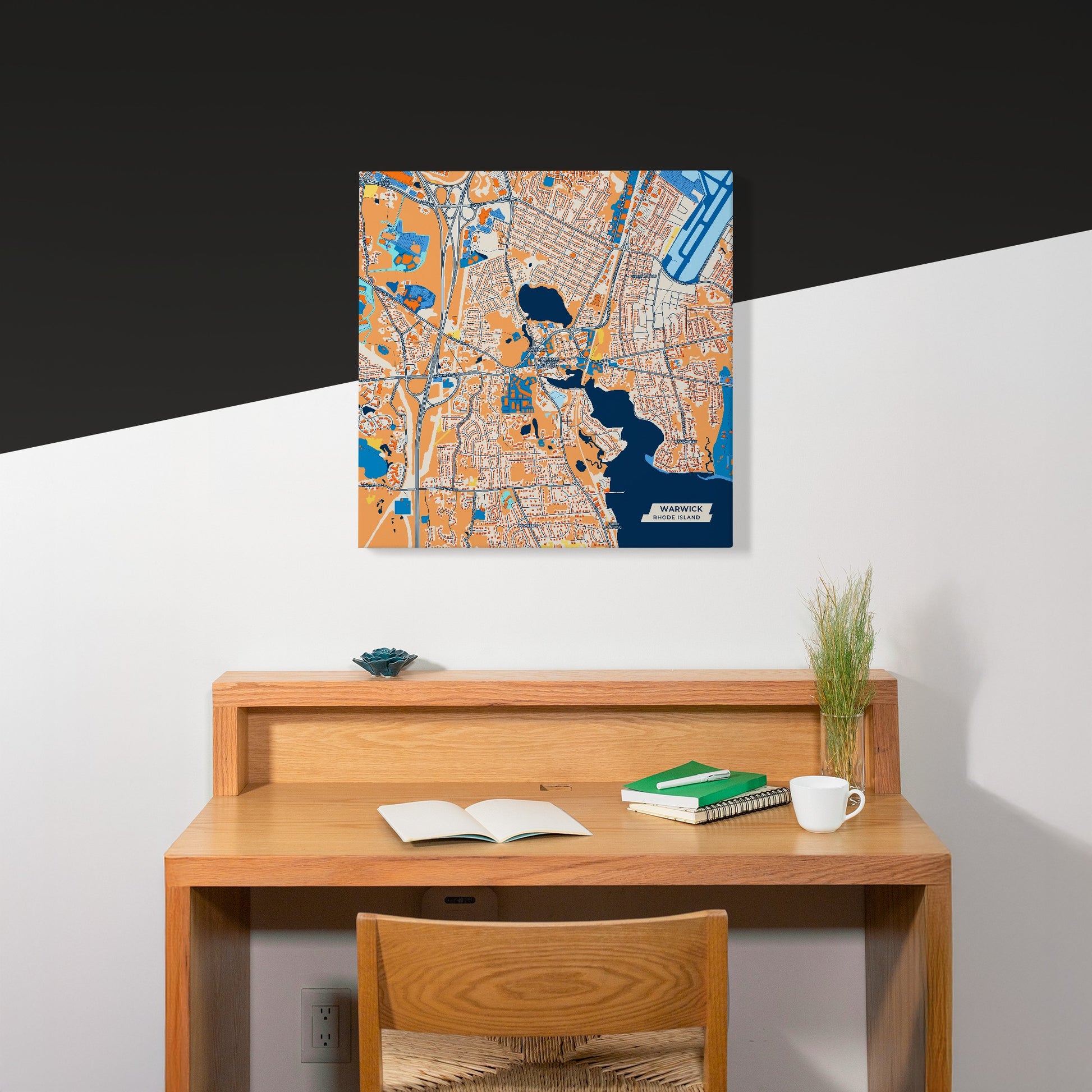 Warwick Rhode Island Colorful City Map Canvas Print Scene