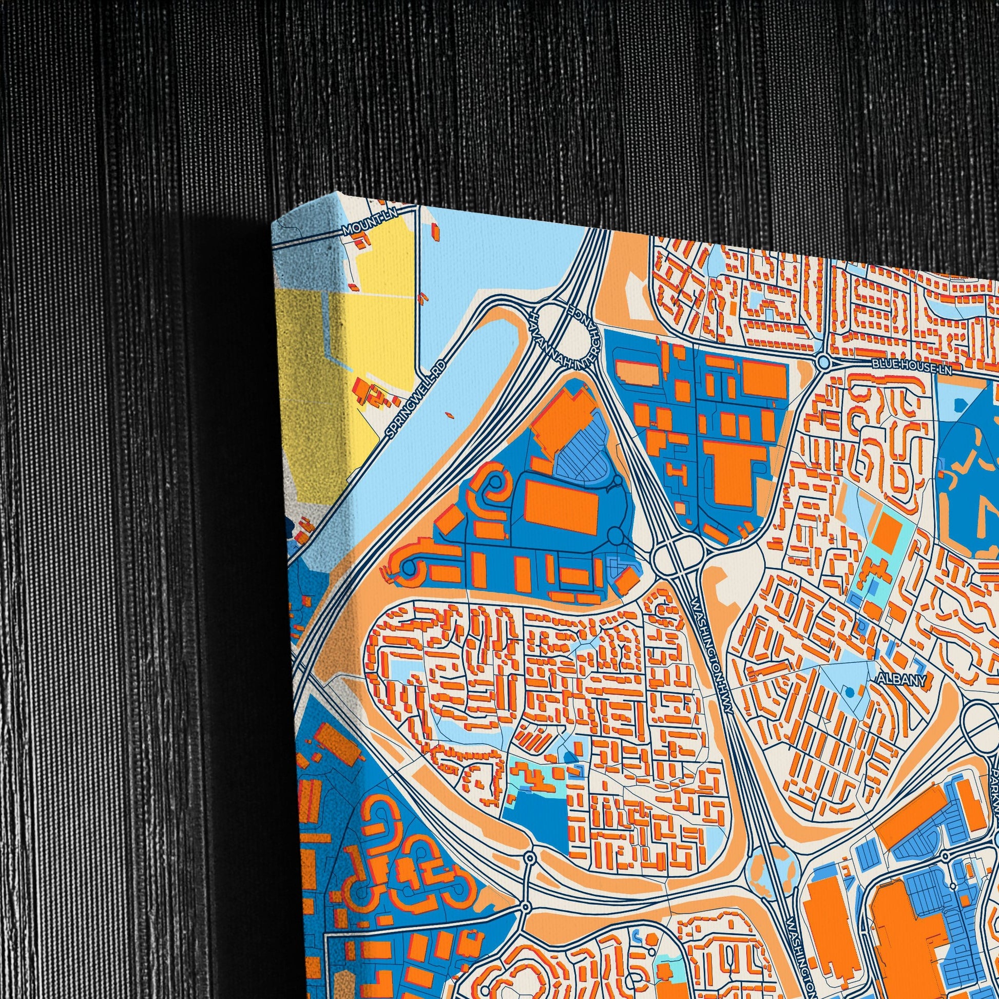 Washington England Colorful City Map Canvas Print Detail