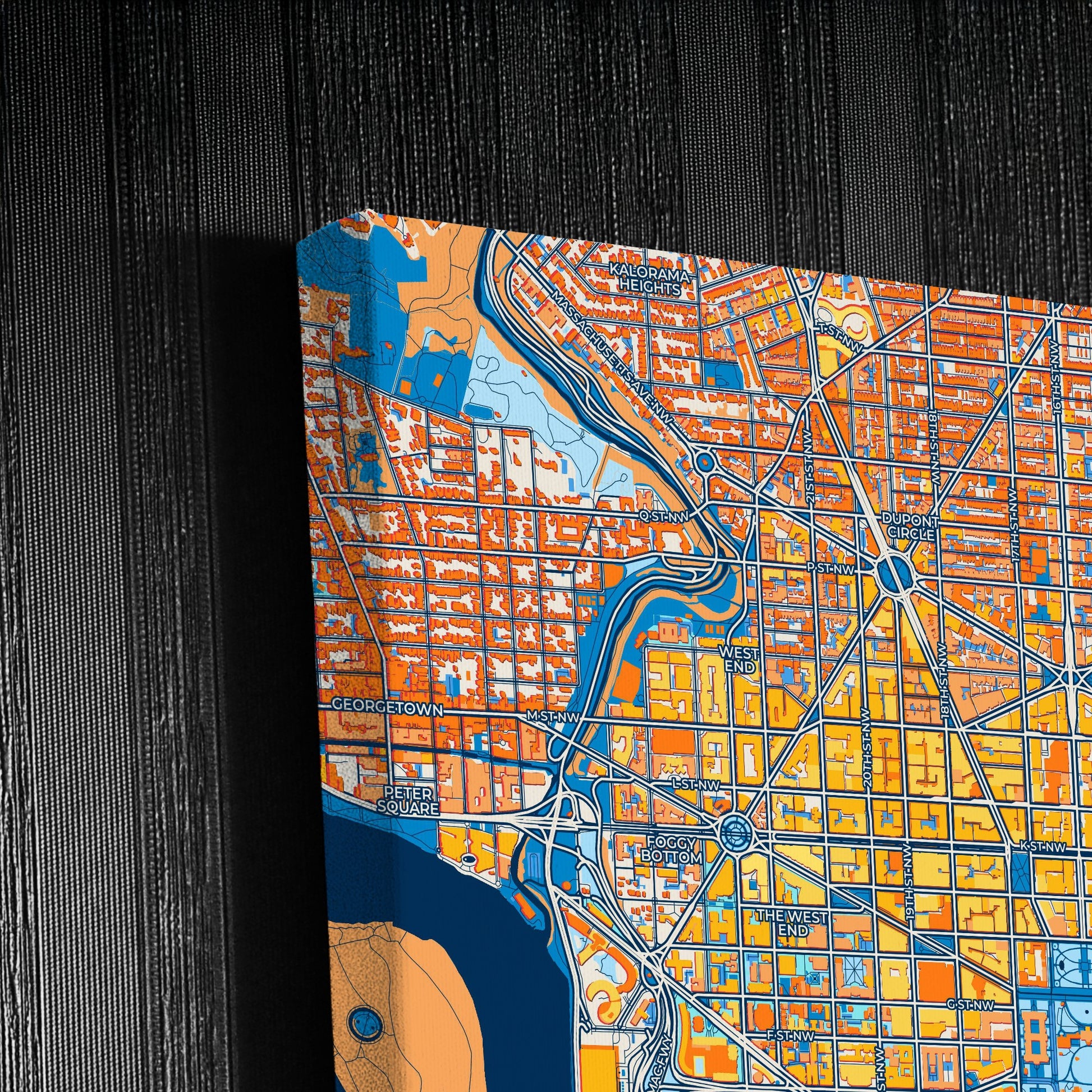 Washington D.C. Colorful City Map Canvas Print Detail