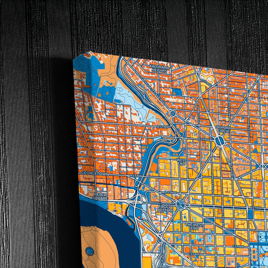 Washington D.C. Colorful City Map Canvas Print Detail