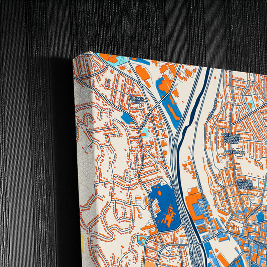 Waterbury Connecticut Colorful City Map Canvas Print Detail