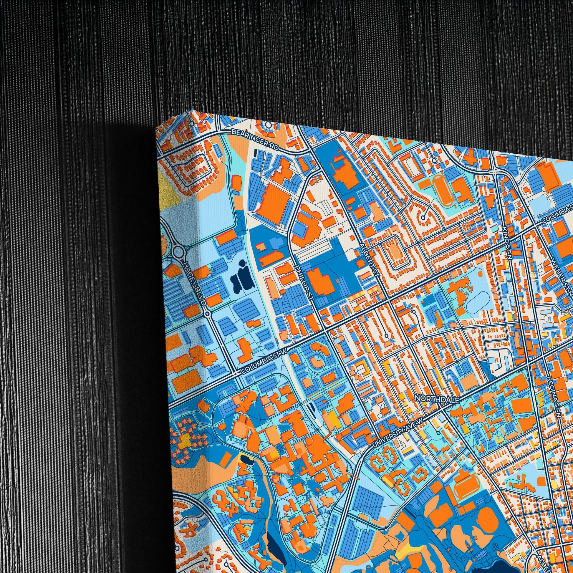 Waterloo Canada Colorful City Map Canvas Print Detail