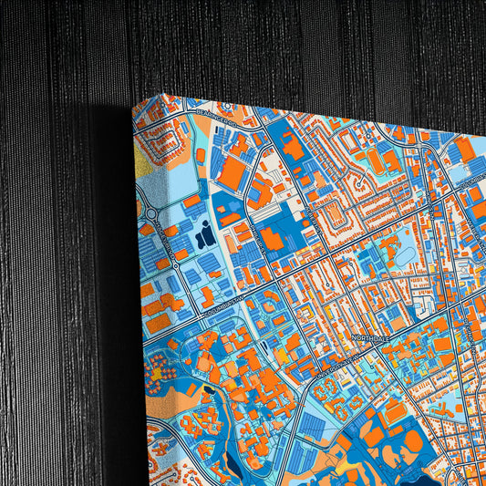 Waterloo Canada Colorful City Map Canvas Print Detail