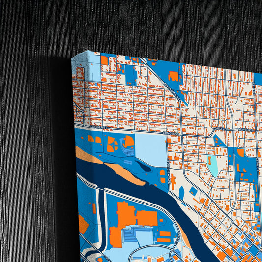 Waterloo Iowa Colorful City Map Canvas Print Detail