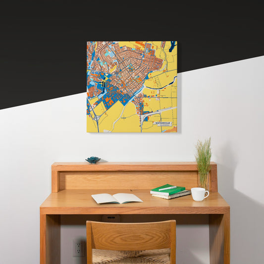 Watsonville California Colorful City Map Canvas Print Scene