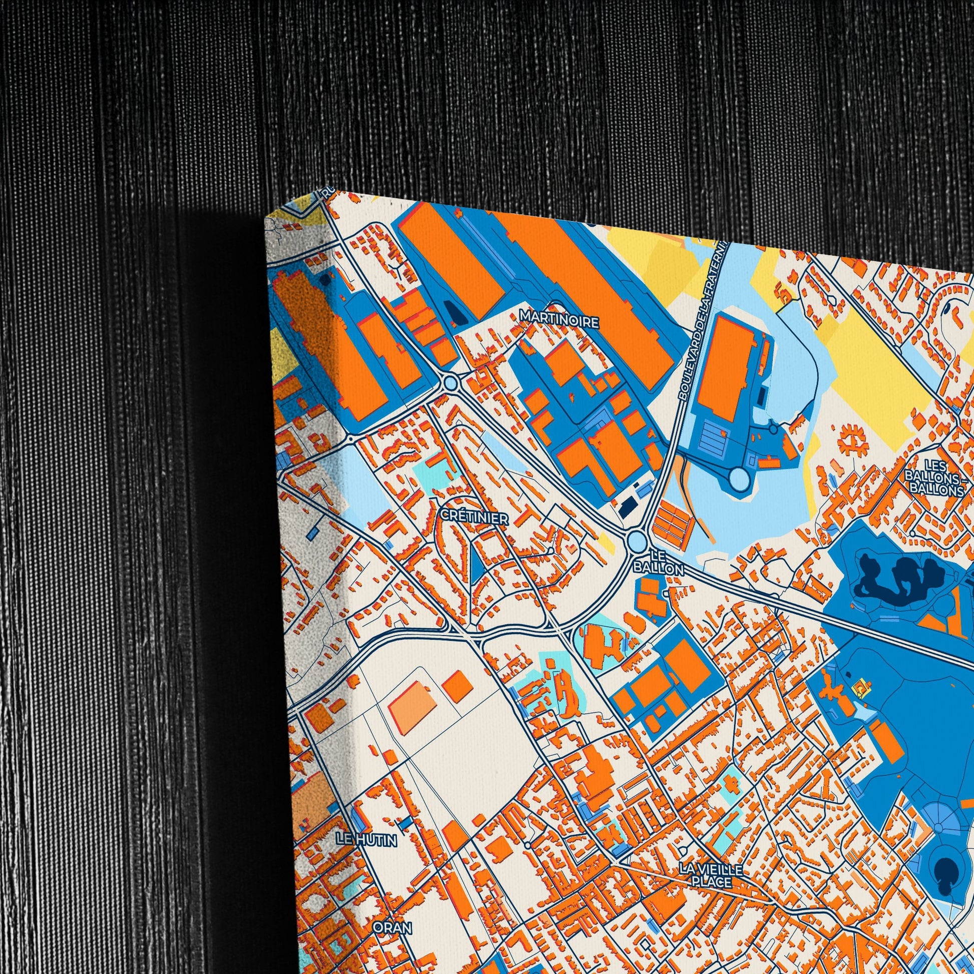 Wattrelos France Colorful City Map Canvas Print Detail