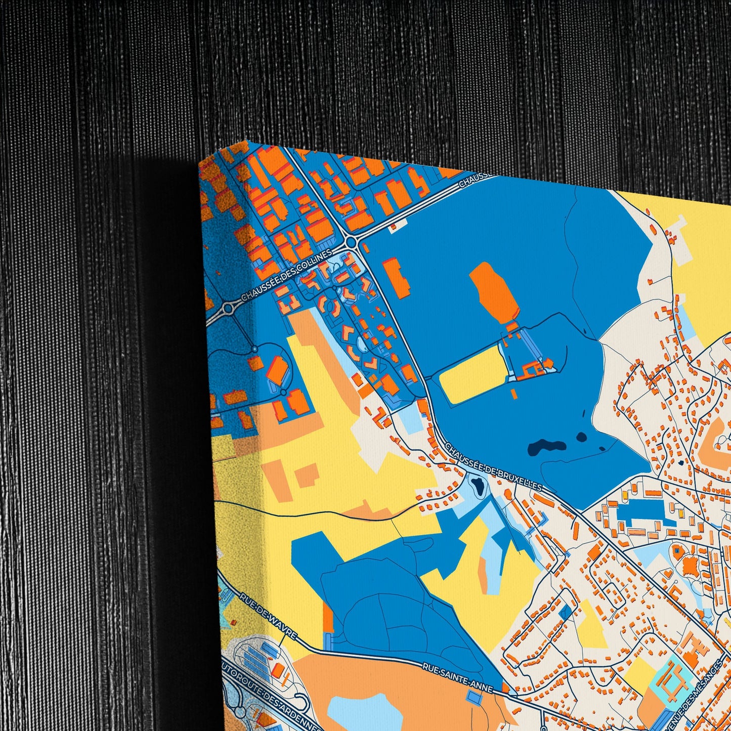 Wavre  Belgium Colorful City Map Canvas Print Detail