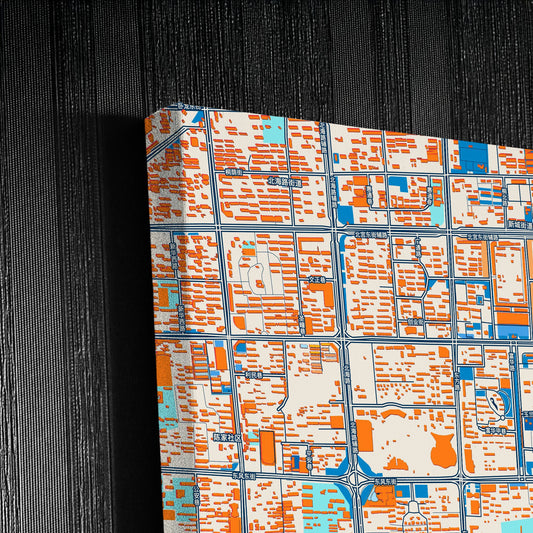 Weifang China Colorful City Map Canvas Print Detail