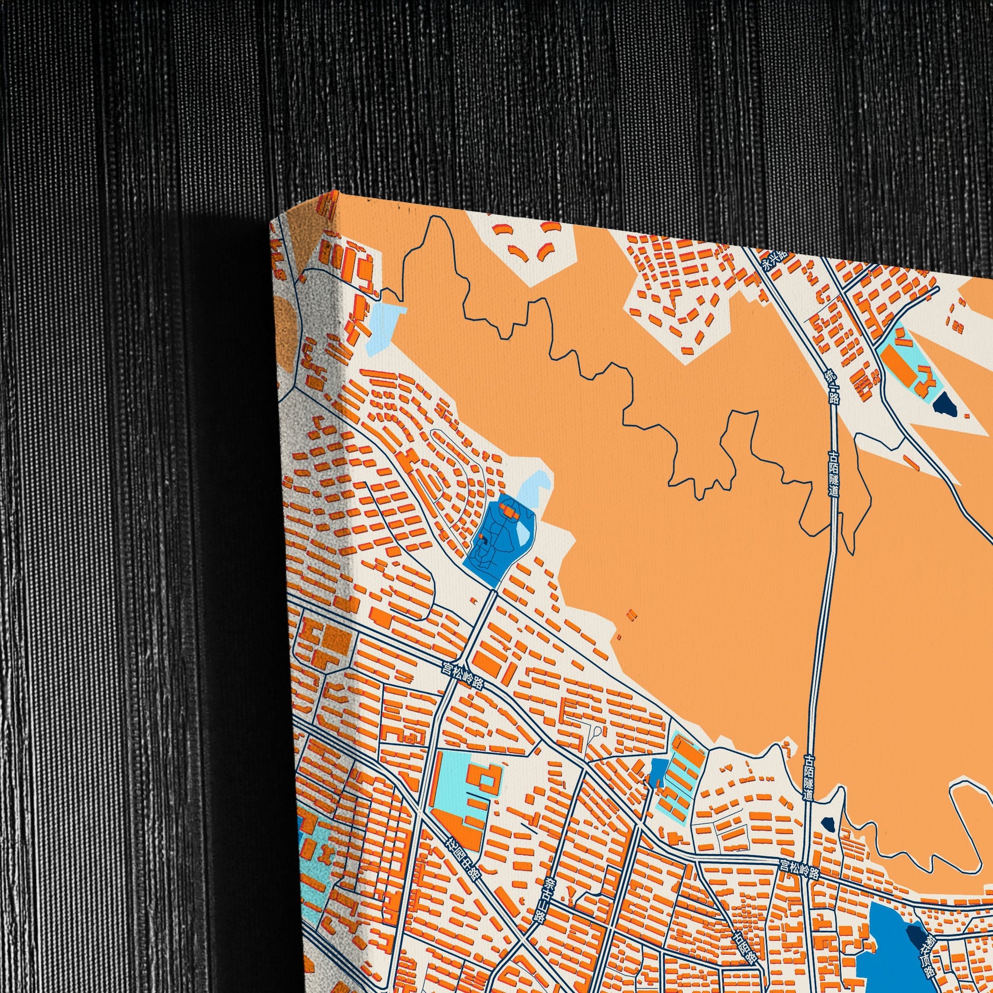Weihai China Colorful City Map Canvas Print Detail