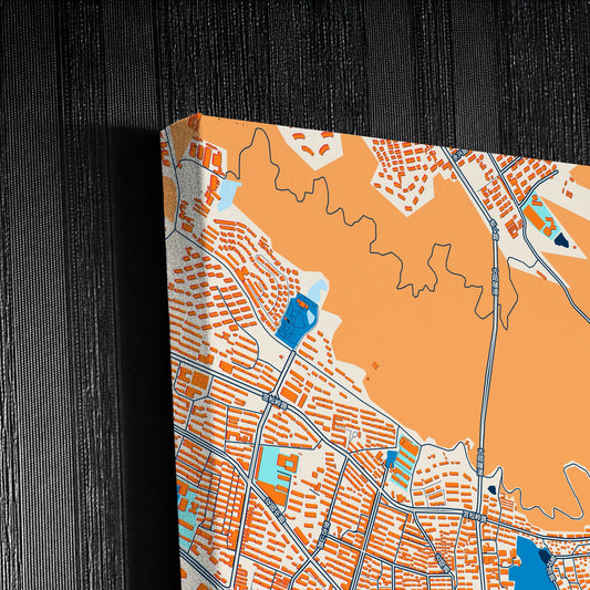 Weihai China Colorful City Map Canvas Print Detail