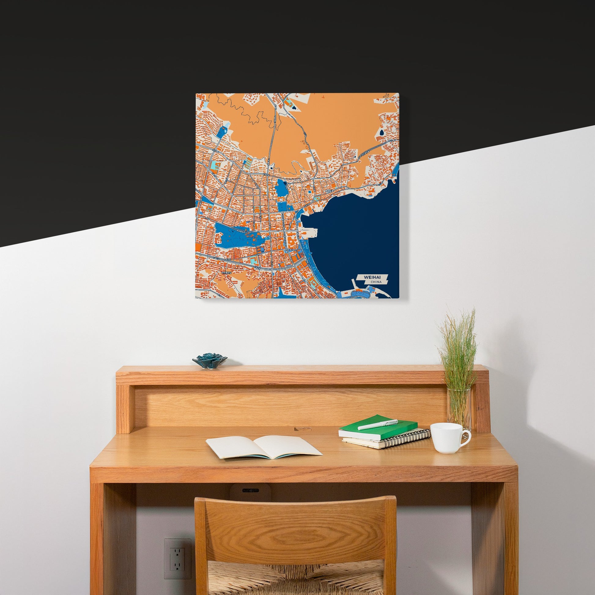 Weihai China Colorful City Map Canvas Print Scene