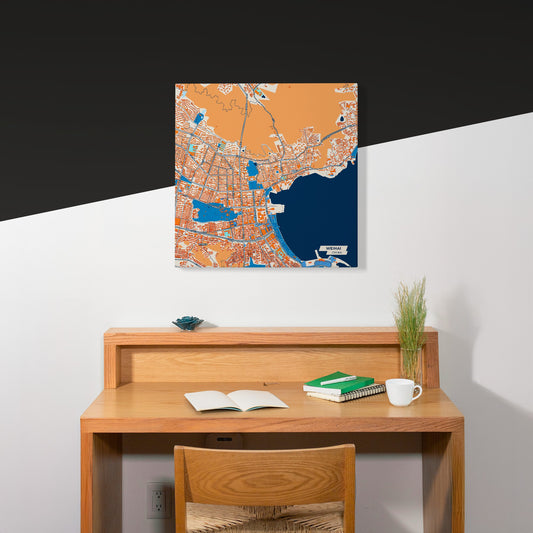 Weihai China Colorful City Map Canvas Print Scene