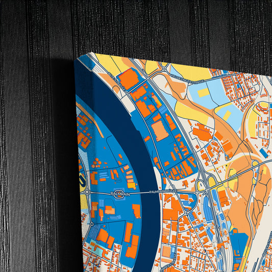 Weil Am Rhein Germany Colorful City Map Canvas Print Detail