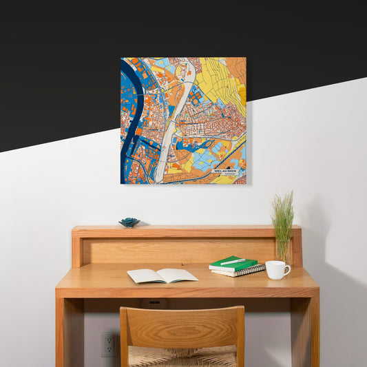 Weil Am Rhein Germany Colorful City Map Canvas Print Scene